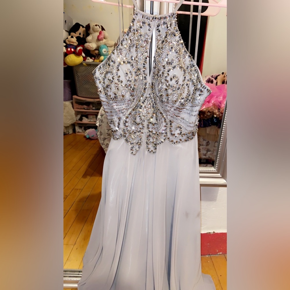 Gray prom jeweled dress
